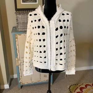 RARE Urban Outfitters Distressed White Zip Hoodie